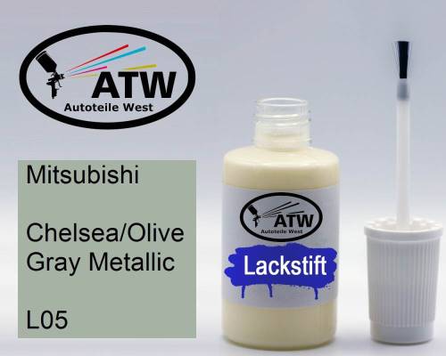 Mitsubishi, Chelsea/Olive Gray Metallic, L05: 20ml Lackstift, von ATW Autoteile West.